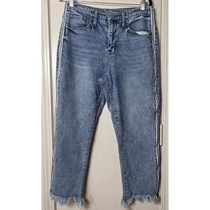 Wild Fable Jeans Womens 8 Light Wash High Rise Cropped Side Zip Raw Hem Stretch